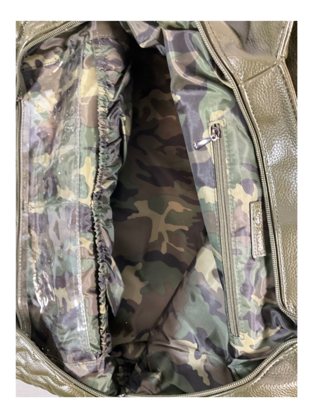 Lug Tempo VL Quilted Tote - Vegan Faux Leather, Olive, Unisex with Floral Lining - Picture 4 of 8